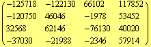 ( {{-125718, -122130, 66102, 117852}, {-120750, 46046, -1978, 53452}, {32568, 62146, -76130, 40020}, {-37030, -21988, -2346, 57914}} )