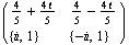 ( {{4/5 + (4 )/5, 4/5 - (4 )/5}, {{, 1}, {-, 1}}} )