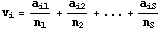 v_i = a_i1/n_1 + a_i2/n_2 +... + a_iS/n_S