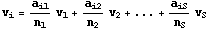 v_i = a_i1/n_1v_1 + a_i2/n_2v_2 +... + a_iS/n_Sv_S